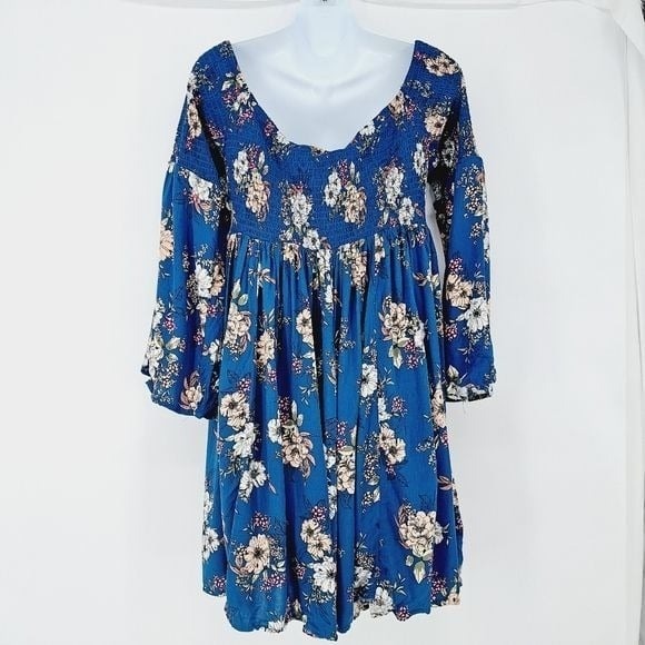 Torrid Mini Challis Off Shoulder Floral Smocked Skater Dress 1X - Picture 6 of 11